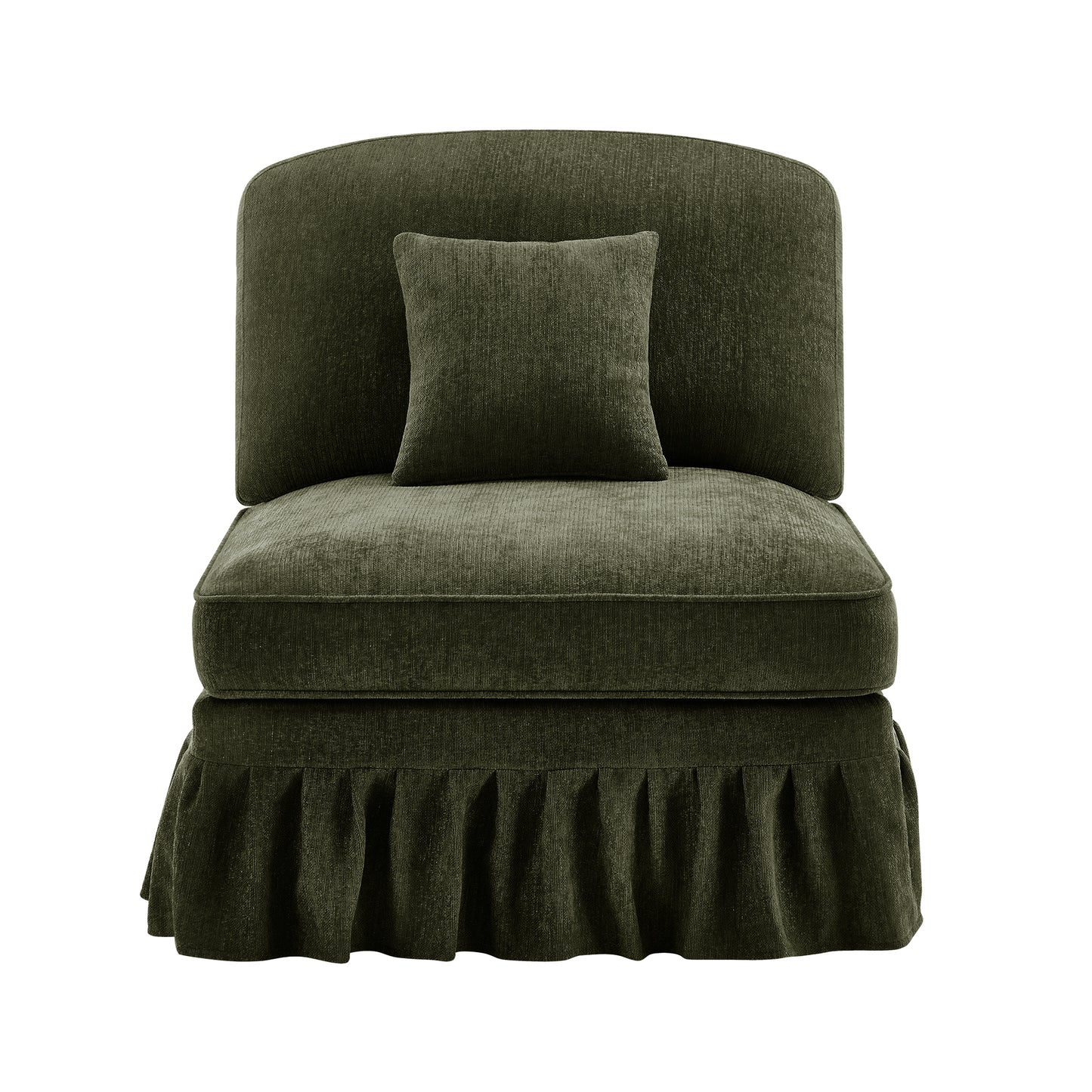 Armless Sofa Chenille W/1 Pillow -Green