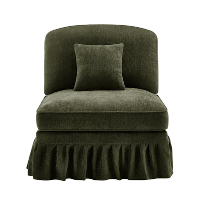 Armless Sofa Chenille W/1 Pillow -Green