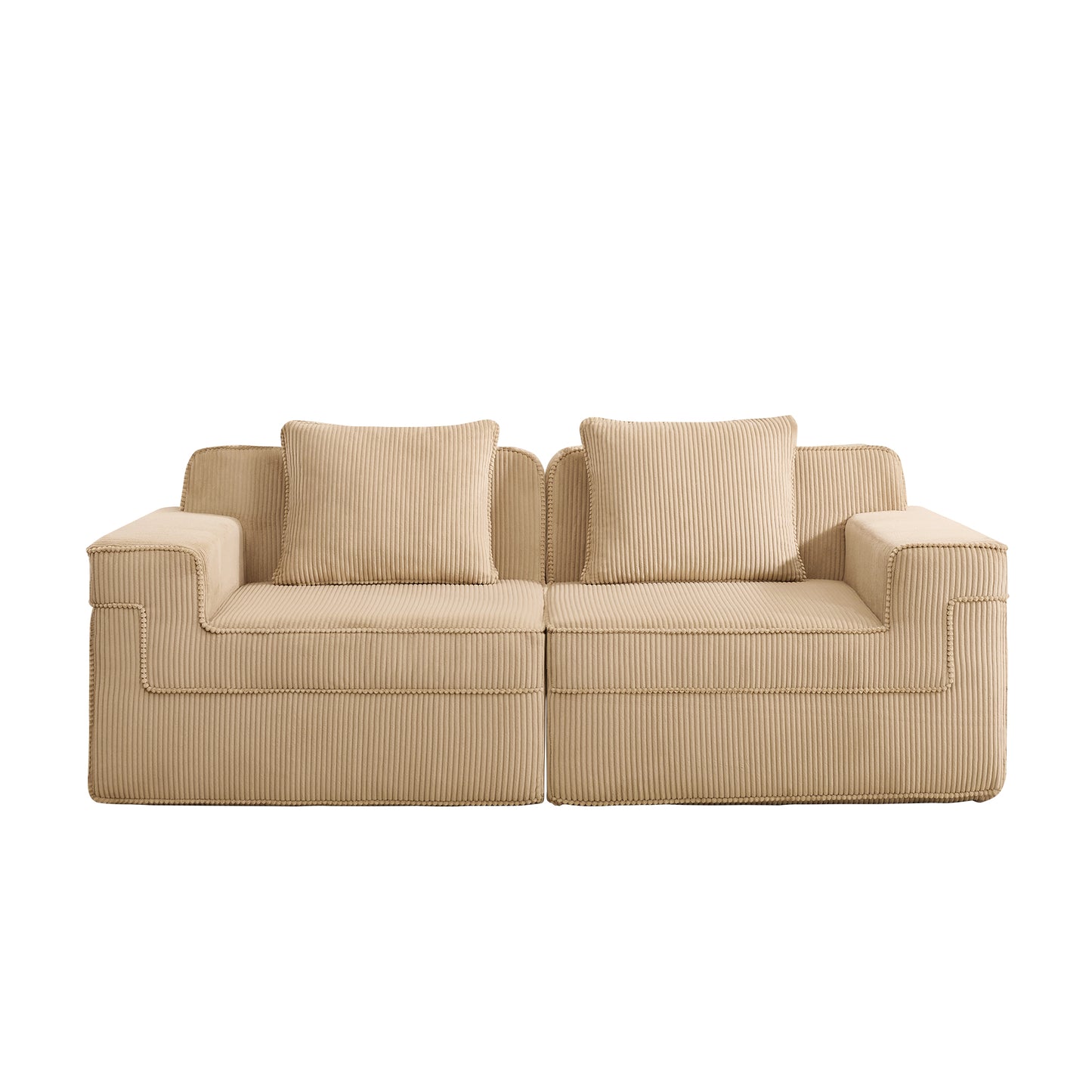 Camel Corduroy 2 Seat Loveseat Sofa - Cloud Sectional