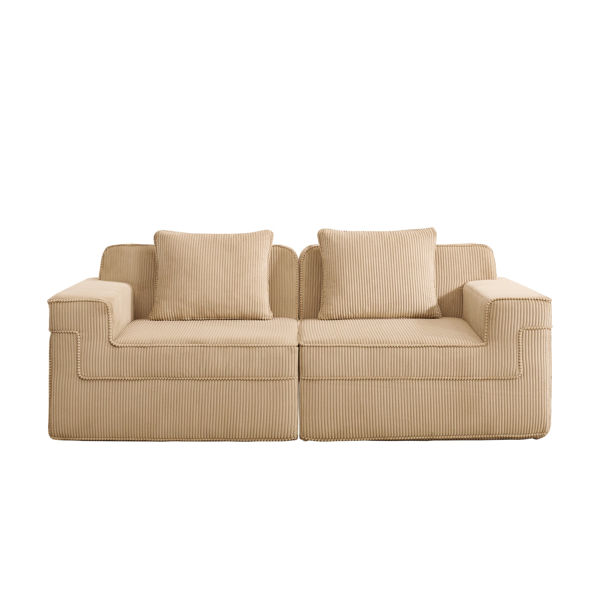 Camel Corduroy 2 Seat Loveseat Sofa - Cloud Sectional