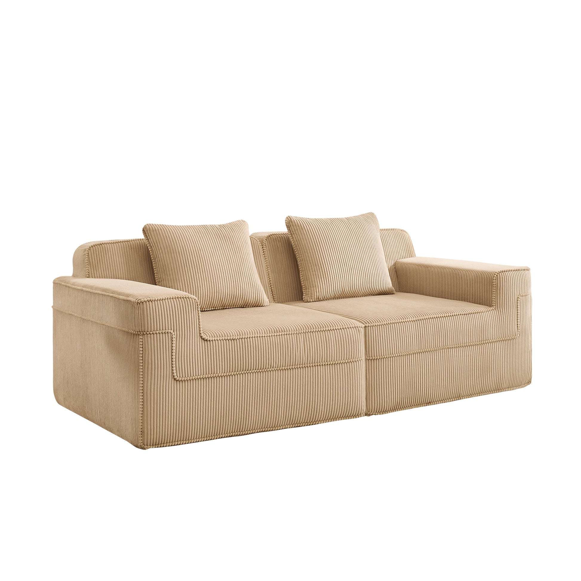 Camel Corduroy 2 Seat Loveseat Sofa - Cloud Sectional