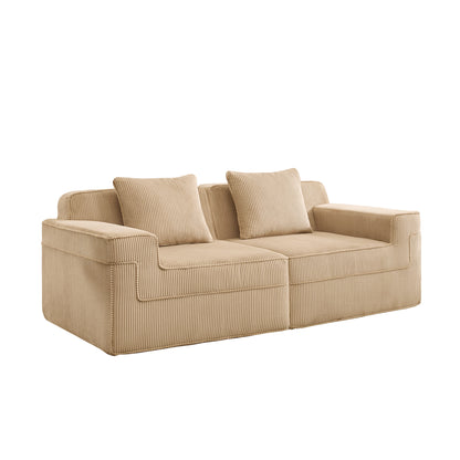 Camel Corduroy 2 Seat Loveseat Sofa - Cloud Sectional