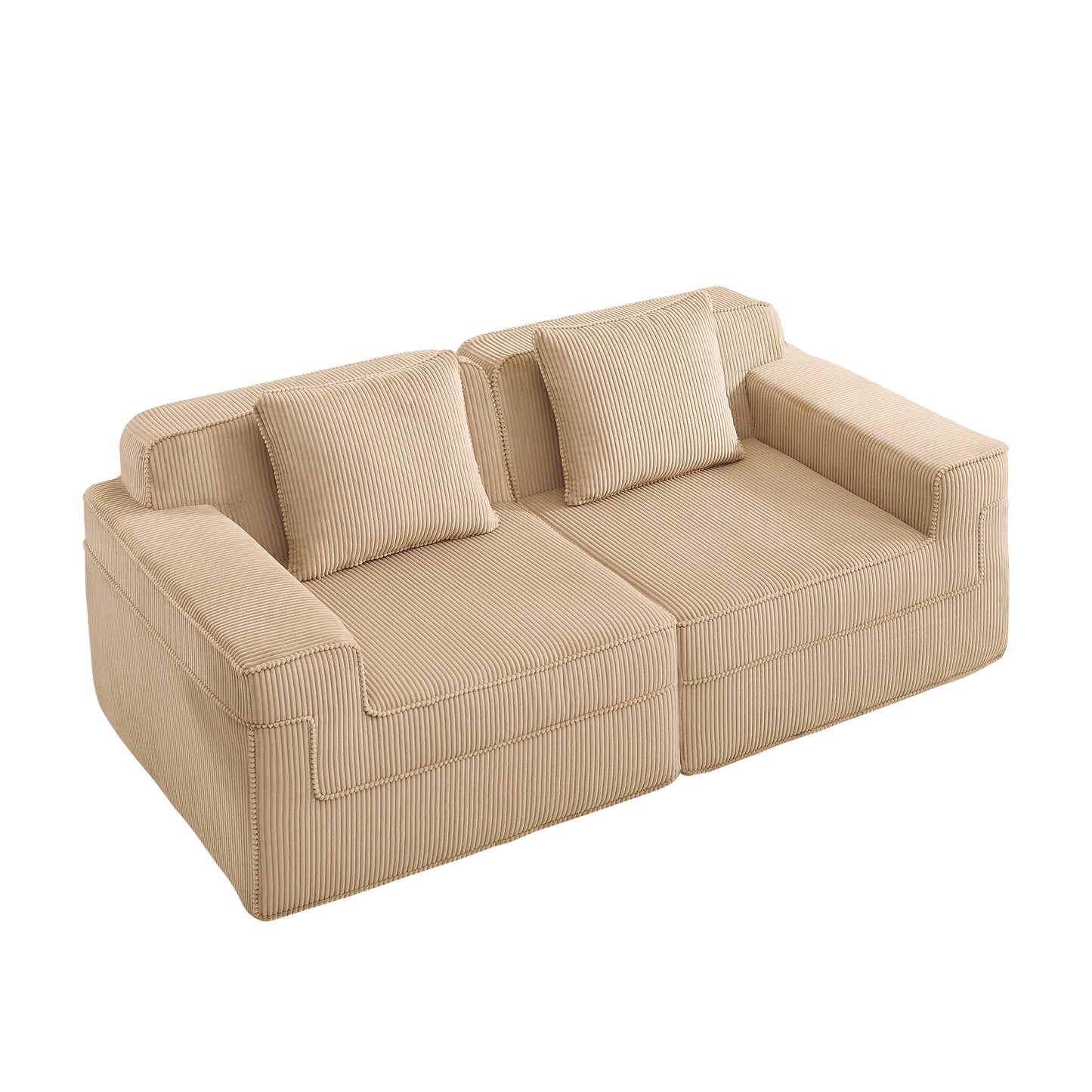 Camel Corduroy 2 Seat Loveseat Sofa - Cloud Sectional