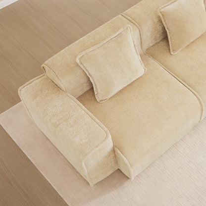 Light Camel Velvet Sofa - 1 Seat Armless Modular Sectional