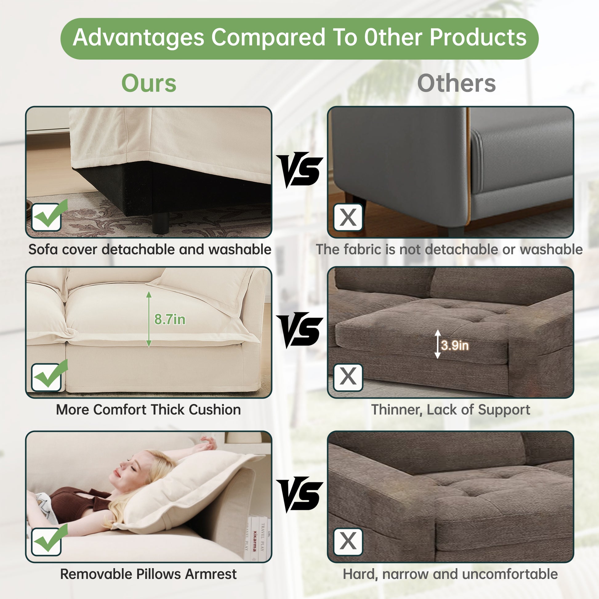 Cream Chenille 2 Seat Sofa - Modern Accent Chair Set