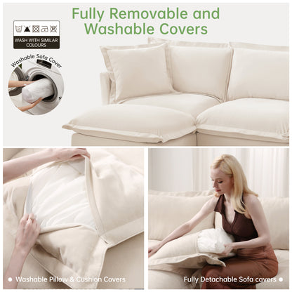 Cream Chenille 2 Seat Sofa - Modern Accent Chair Set