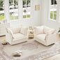 Set of 2 Slipcovered Armchairs,Deep Seat Accent Chair Set for Living Room, Reading Room, Bedroom and Working Spaces,Armchair Sets with Large Soft Pillows,Chenille Fabric,Cream
