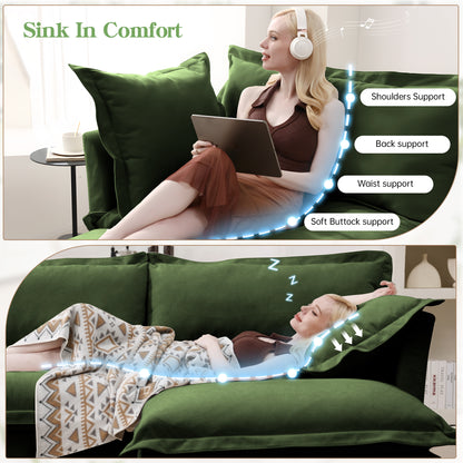 Green Chenille Armchair with Ottoman - Comfortable Living Room Seating