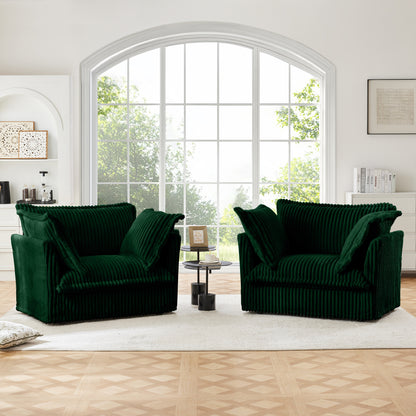 Luxurious Corduroy Sofa - 2 Seat Green Comfort