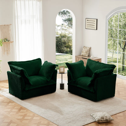 Luxurious Corduroy Sofa - 2 Seat Green Comfort