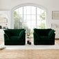 Set of 2 Slipcovered Armchairs,Deep Seat Accent Chair Set for Living Room, Reading Room, Bedroom and Working Spaces,Armchair Sets with Large Soft Pillows,Green Corduroy Fabric