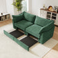 2 Seater Sofa With Pull out Storage Drawers Under Each Seat, Crescent-shaped Armrests And Wraparound , Suitable for Small Living Rooms, Chenille  Green