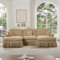 Classic Comfy Modular U Shape Sectional Sofa Couch with Flared Arms and Removable Ruffles Pleats Skirts and Spindle Legs, Upholstered Chenille Deep Seat Cloud Sofa with Movable Ottomans, Light Coffee