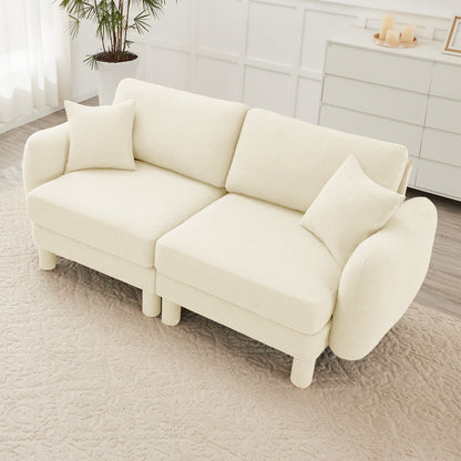 Beige Polyester 2 Seat Loveseat Sofa Couch for Living Room
