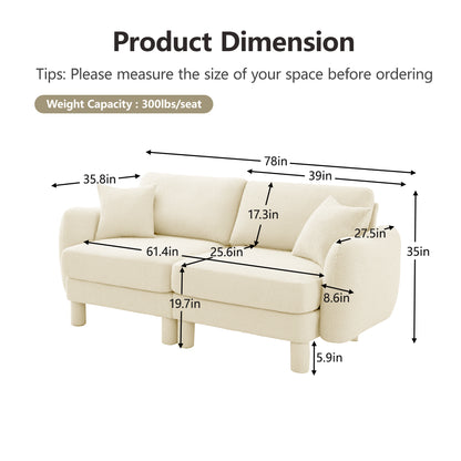 Beige Polyester 2 Seat Loveseat Sofa Couch for Living Room