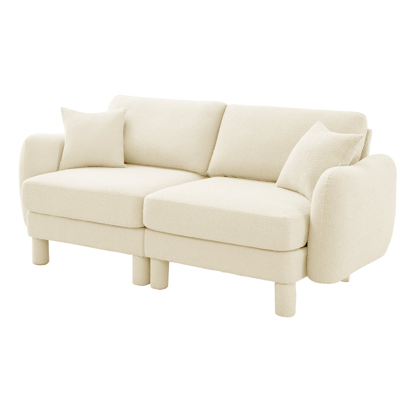 Beige Polyester 2 Seat Loveseat Sofa Couch for Living Room