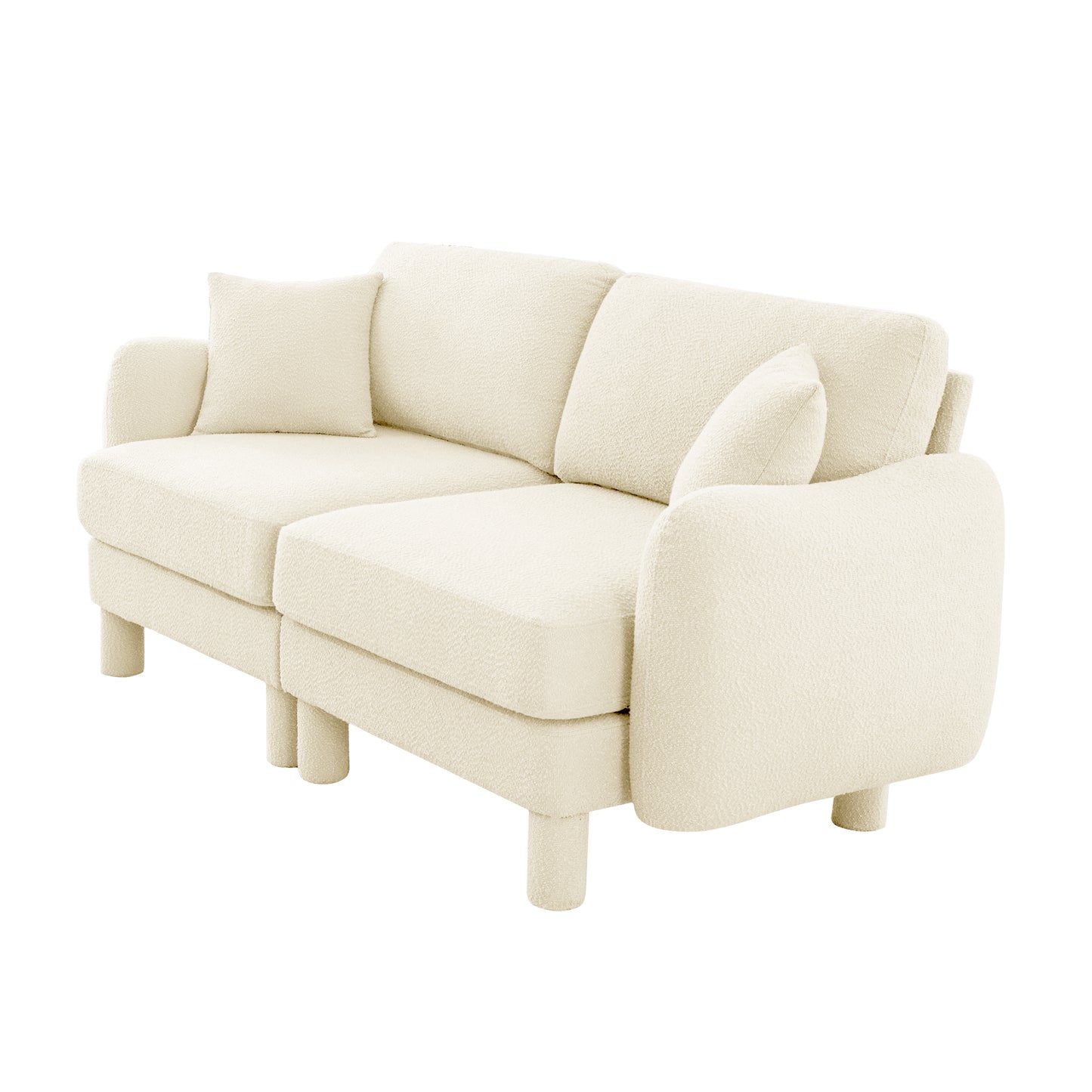 Beige Polyester 2 Seat Loveseat Sofa Couch for Living Room