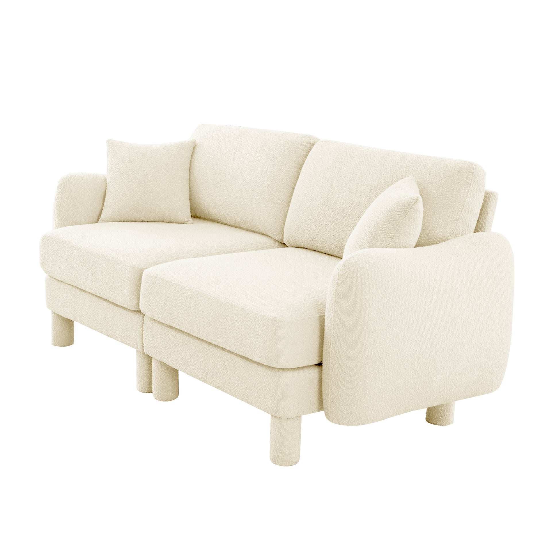 Beige Polyester 2 Seat Loveseat Sofa Couch for Living Room