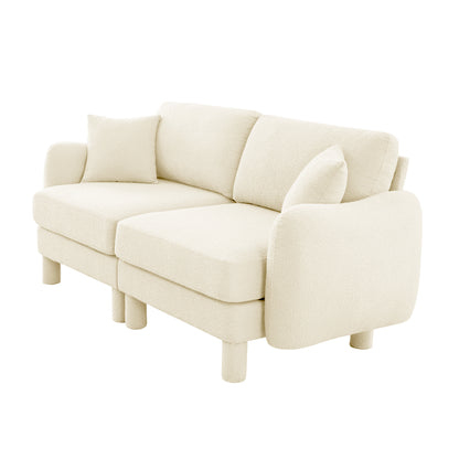 Beige Polyester 2 Seat Loveseat Sofa Couch for Living Room