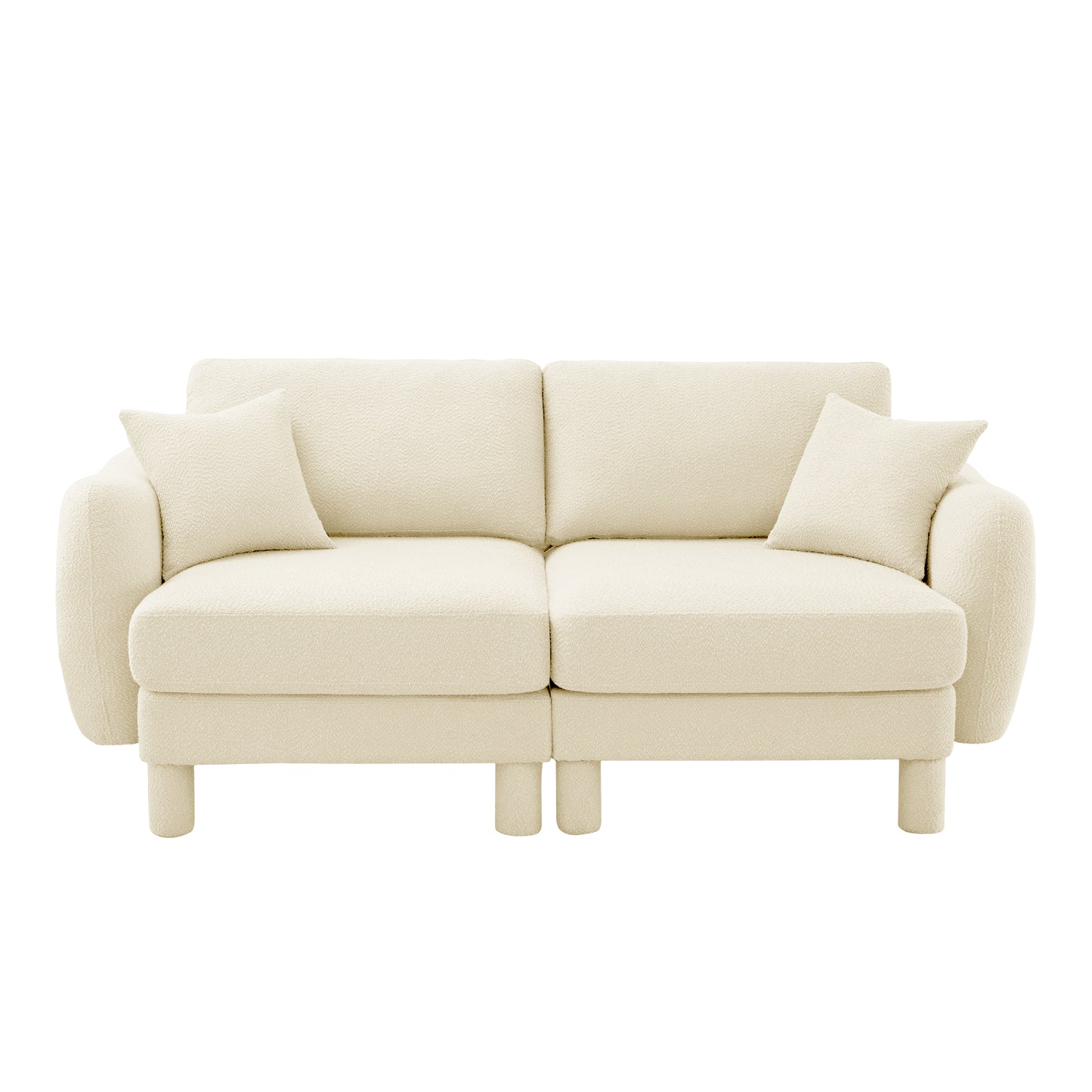 Beige Polyester 2 Seat Loveseat Sofa Couch for Living Room