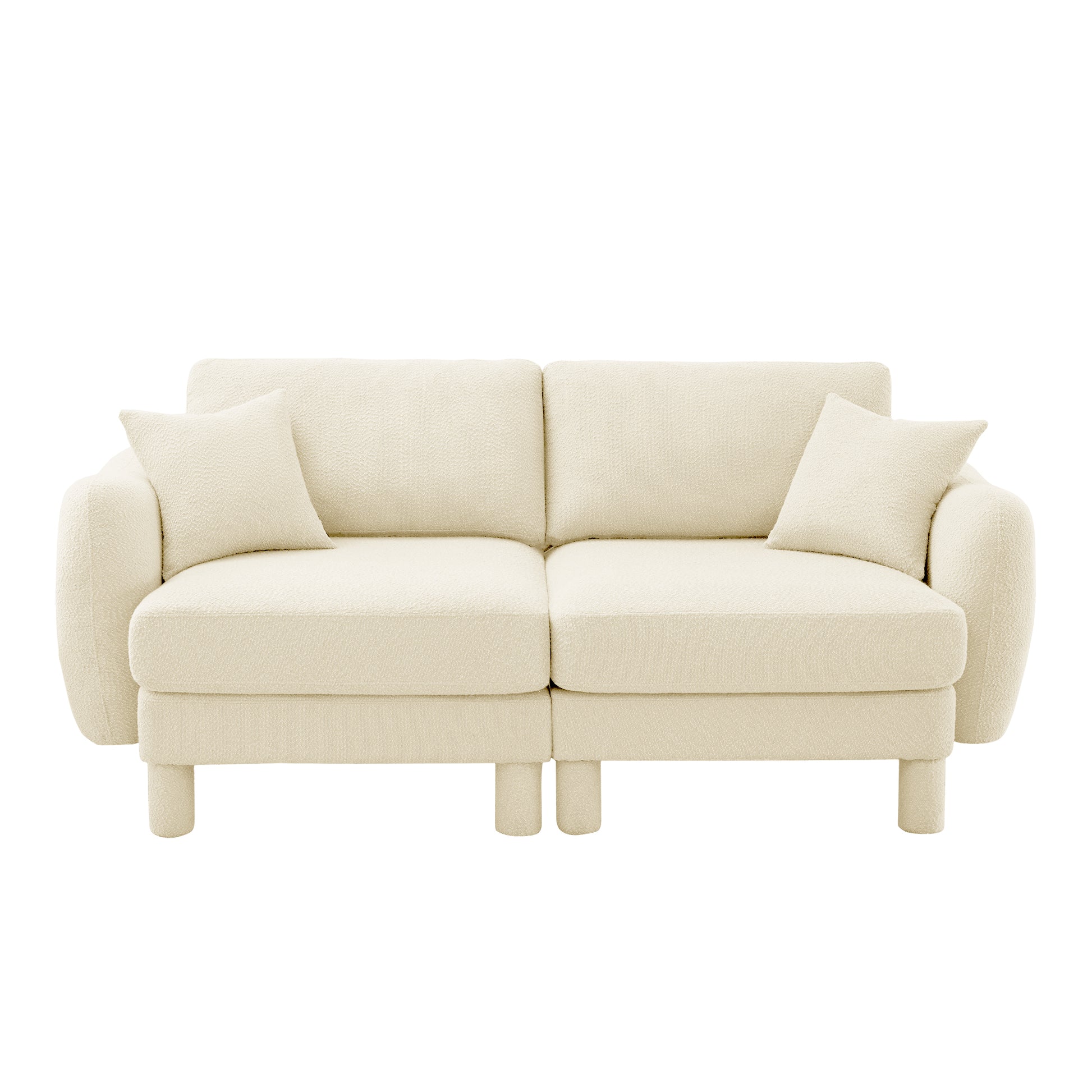 Beige Polyester 2 Seat Loveseat Sofa Couch for Living Room