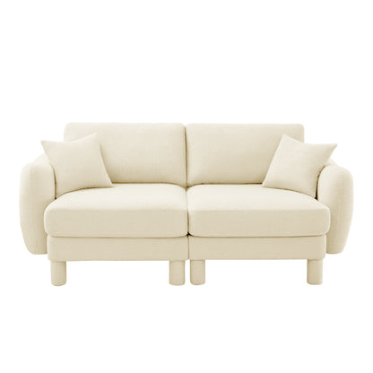 Beige Polyester 2 Seat Loveseat Sofa Couch for Living Room