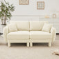 Boucle Fabric 2-seater Loveseat Sofa Couch With Distinctive Shell-shaped Armrests,Cylindrical Legs Wrapped with Self-fabric,Beige Color
