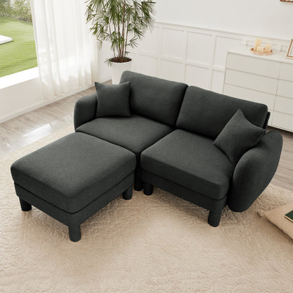 Dark Gray Polyester 2-Seat Boucle Sofa Couch