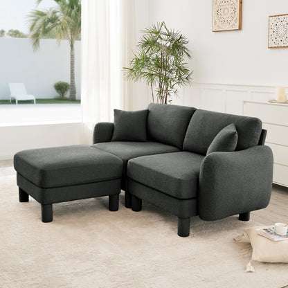 Dark Gray Polyester 2-Seat Boucle Sofa Couch