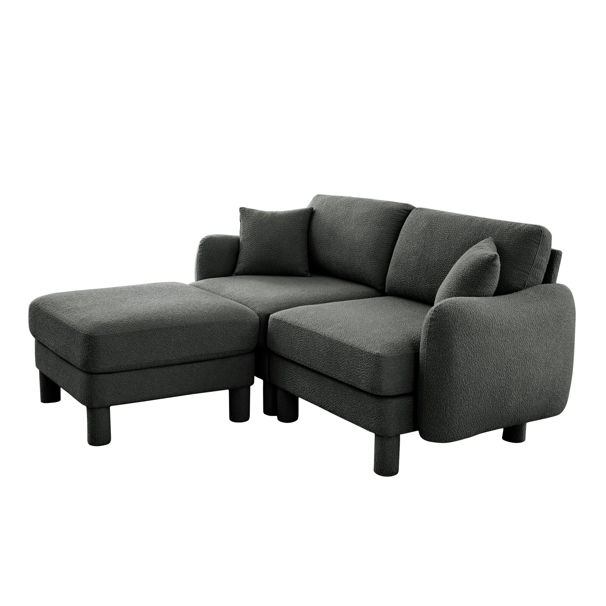 Dark Gray Polyester 2-Seat Boucle Sofa Couch