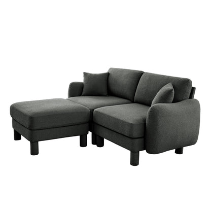 Dark Gray Polyester 2-Seat Boucle Sofa Couch