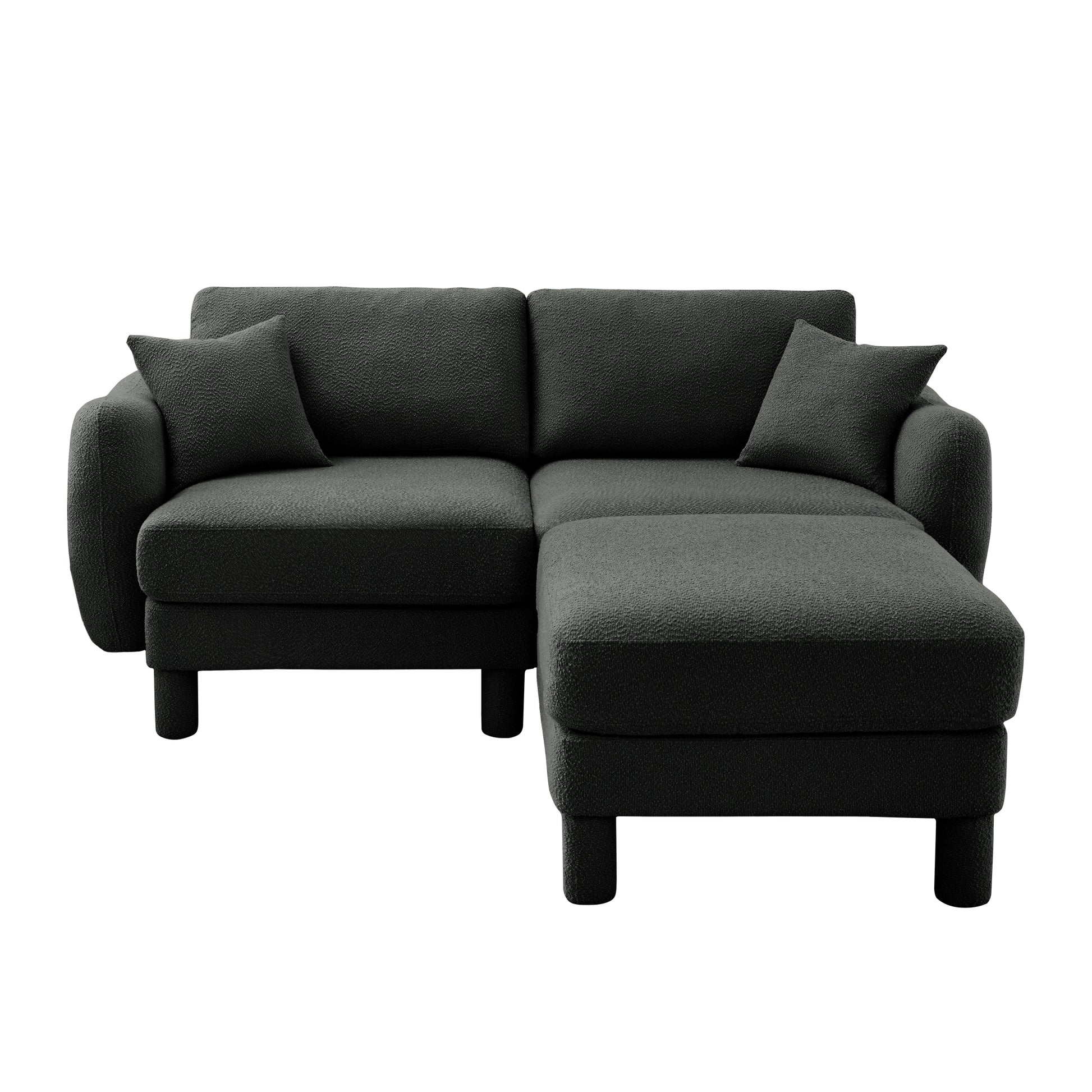 Dark Gray Polyester 2-Seat Boucle Sofa Couch