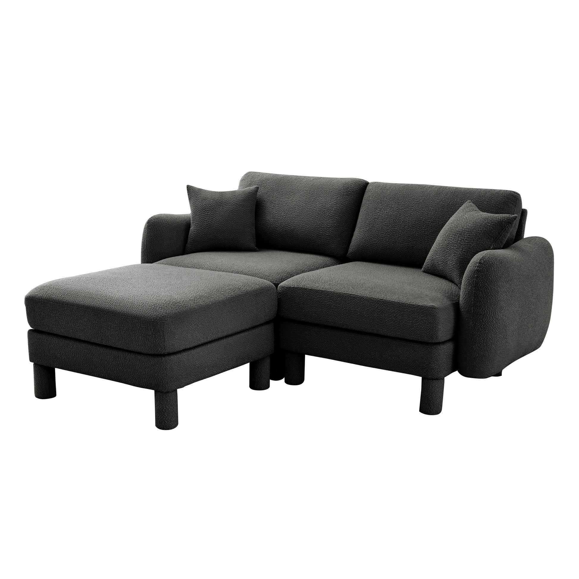 Dark Gray Polyester 2-Seat Boucle Sofa Couch