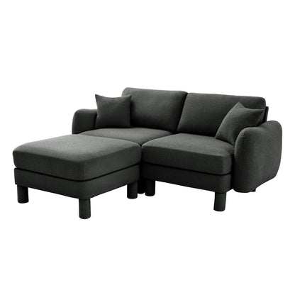 Dark Gray Polyester 2-Seat Boucle Sofa Couch