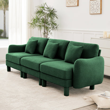 3 Seat Green Polyester Boucle Sofa Couch for Living Room