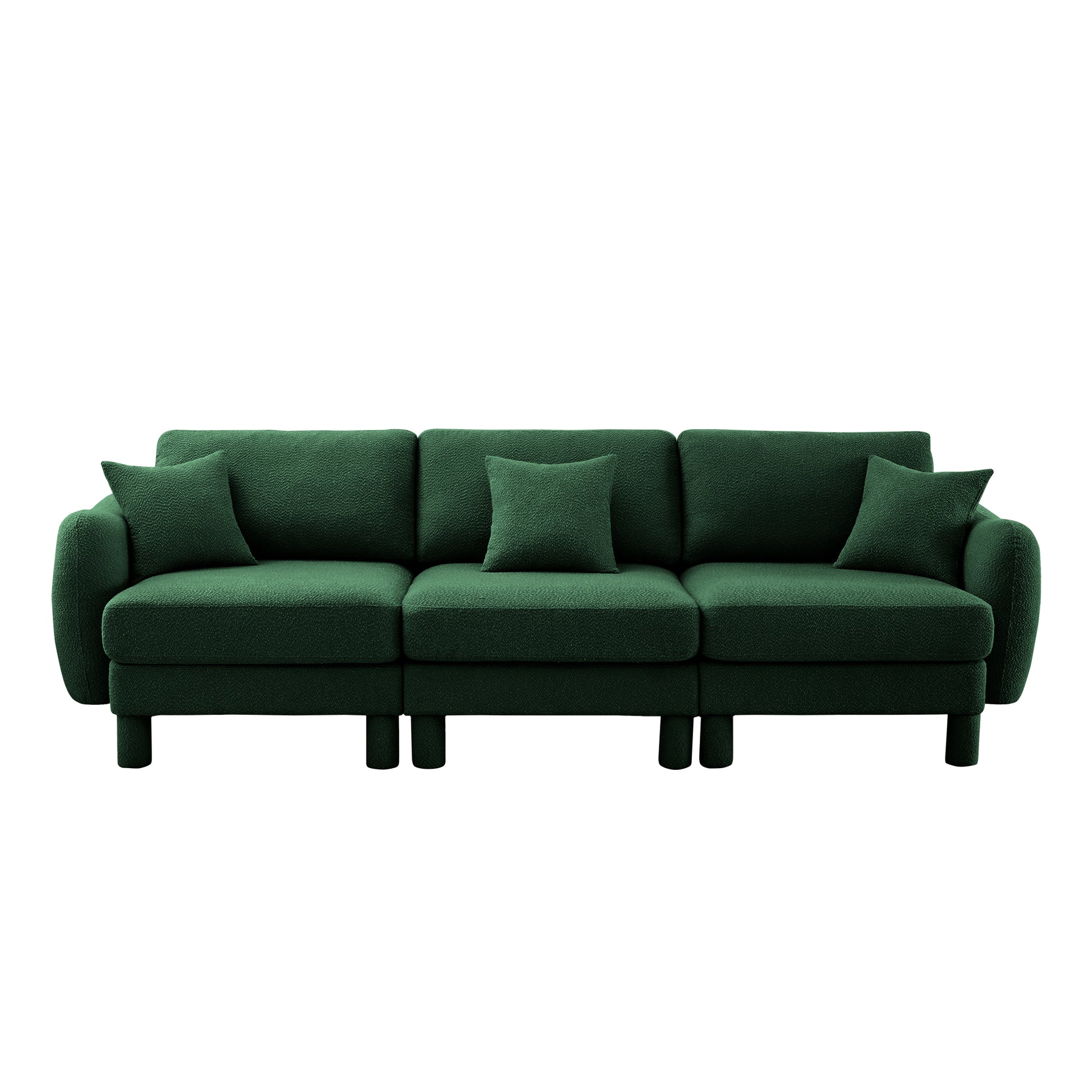 3 Seat Green Polyester Boucle Sofa Couch for Living Room