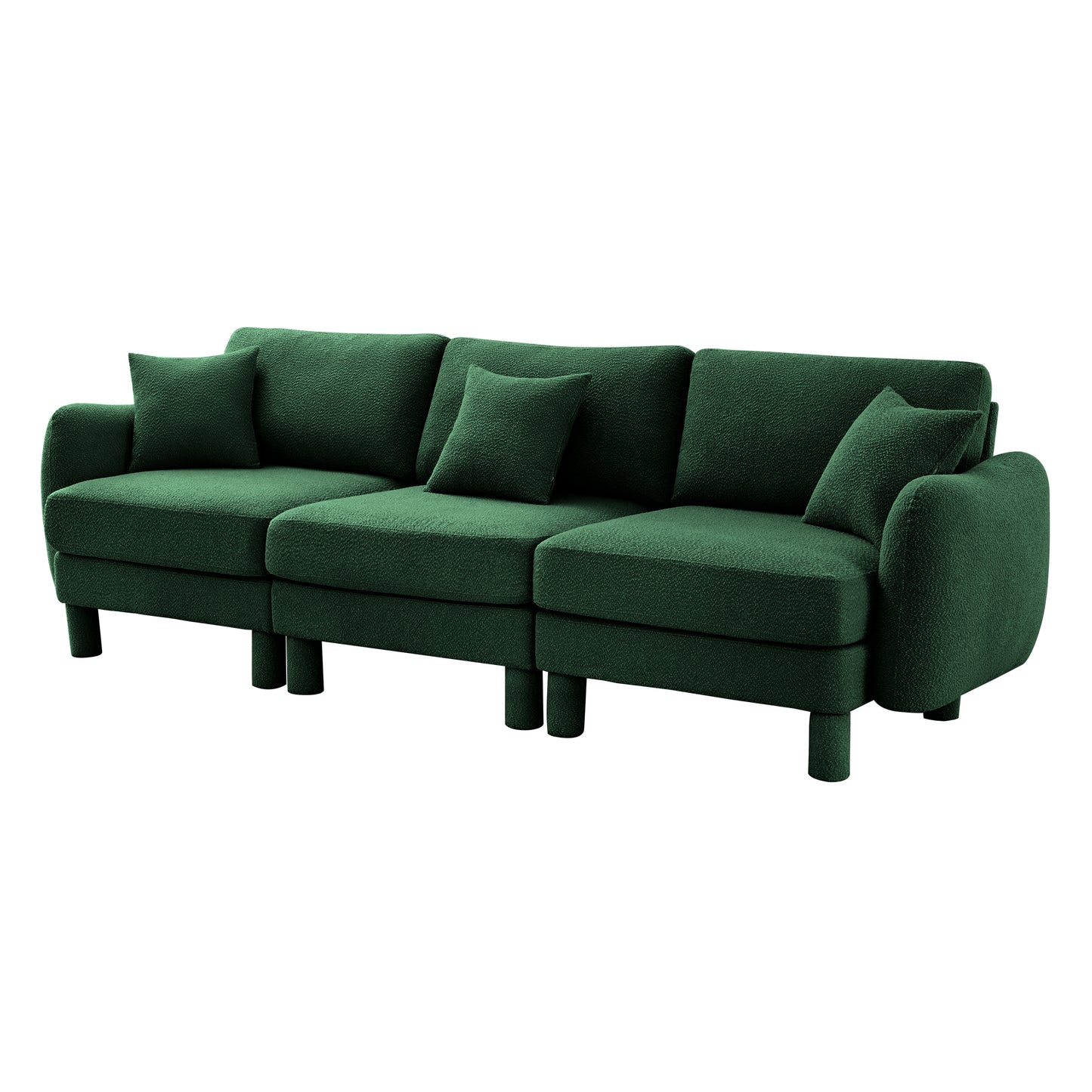 3 Seat Green Polyester Boucle Sofa Couch for Living Room