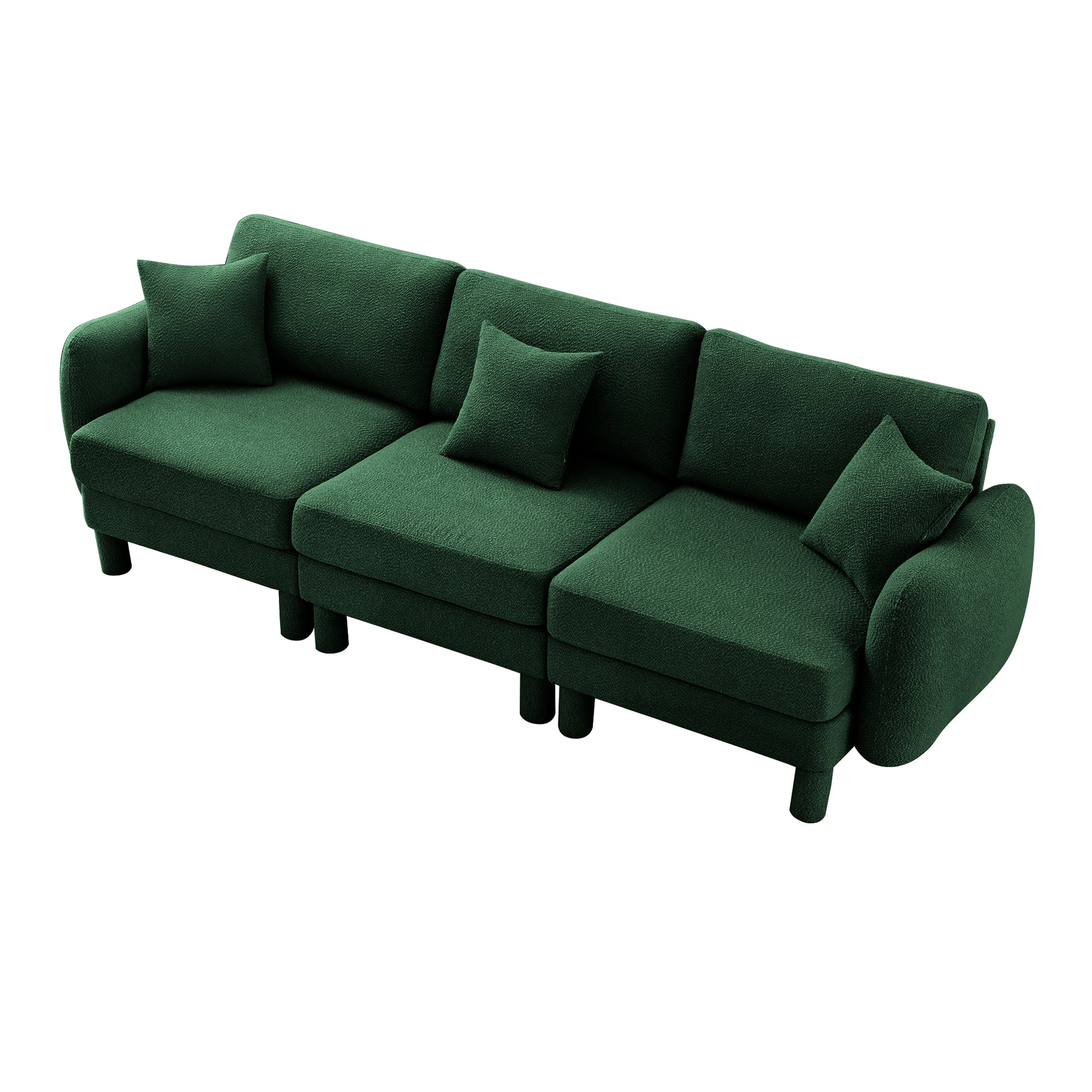 3 Seat Green Polyester Boucle Sofa Couch for Living Room