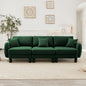 Boucle Fabric 3-seater Sofa Couch With Distinctive Shell-shaped Armrests,Cylindrical Legs Wrapped with Self-fabric,Green Color