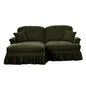 Elegant Mid Century Large Two Seater Modular L Shaped Sofa Couch with Flared Arms and Removable Ruffles Pleats Skirts and Spindle Legs, Comfy Chenille Loveseat Sofa with Movable Ottoman,Green