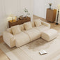 Streamlined Design Modular 3 Seat L Shape Sectional Boneless Sofa with French Edge Piping, No Assembly Required, 3-Seat Sofa Couch with Throw Pillows and 1 Movable Ottoman, Velvet Fabric Light Camel