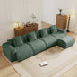 Streamlined Design Modular 4 Seat L Shape Sectional Boneless Sofa with French Edge Piping, No Assembly Required, 4-Seat Sofa Couch with Throw Pillows and 1 Movable Ottoman, Velvet Fabric Green