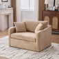 43.9" Wide Modern Upholstered Farmhouse Performance Accent Chair with Black Metal Legs,  Chenille Reading Armchair Single Sofa with Two Bolster Pillows for Living Room offices and Lounge,Wheat