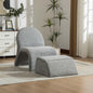 24.8 " Wide Modern Upholstered Armless Chair with Storage Ottoman, Chenille Accent Chair for Living Room,Bedroom,Office and Reading Room,  Gray-White