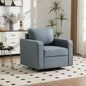 33.6''W Upholstered 360° Swivel Armchair with Hidden Storage, Tech Cloth Fabric Armrests Accent Square Club Chair Single Sofa with Pillow for Living Room, Bedroom,Reading Nook,Corner, Blue