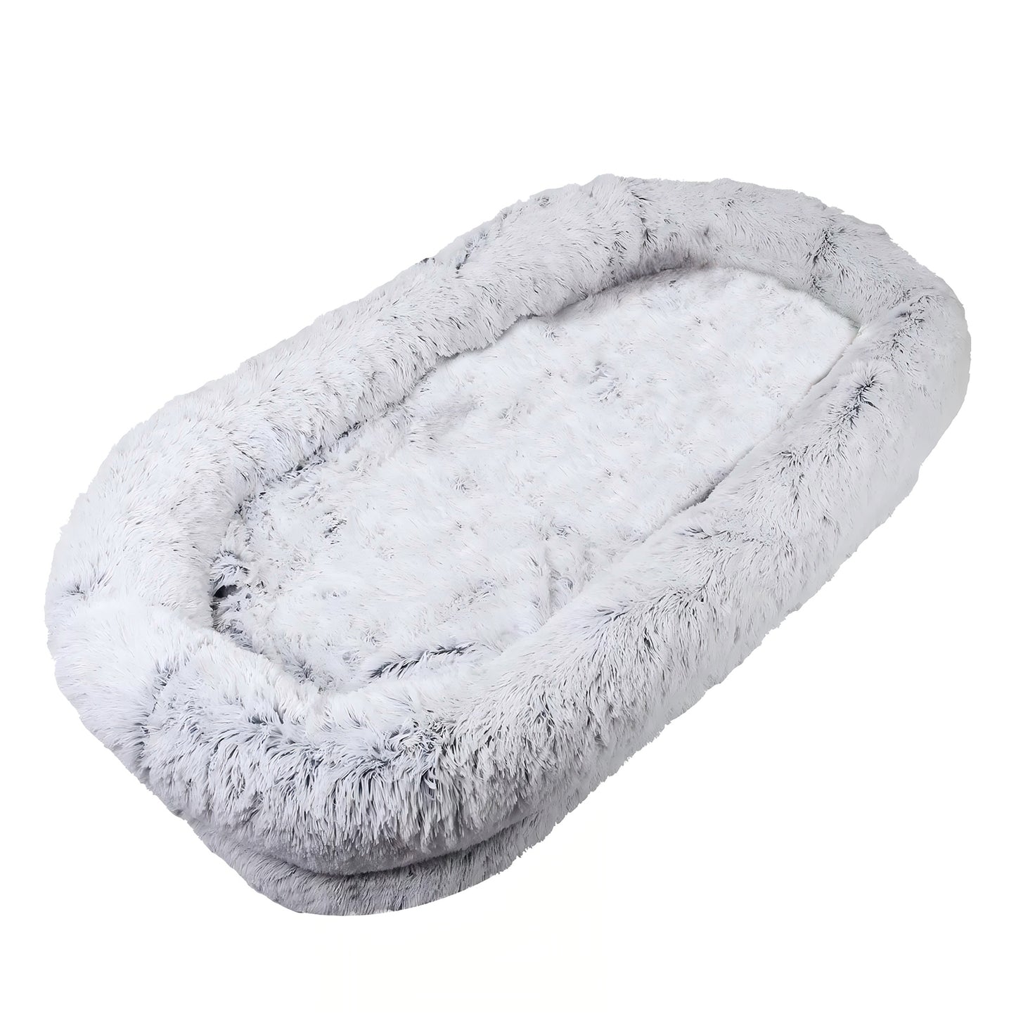 Orthopedic Dog Bed for People Dozing Off, Washable Faux Fur, Gray