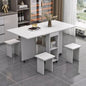 Folding Drop Leaf Dining Table Set for 4 with 4 Chairs, Space Saving Foldable Dining Table with Storage and 6 Wheels, 47.2 inch D x 23.6 inch W x 30.3 inch H, White