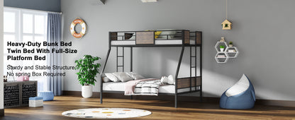 Twin Over Full Bunk Bed Frame - Brown Metal for Bedroom