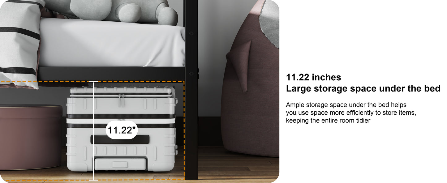 Twin Over Full Bunk Bed Frame - Brown Metal for Bedroom