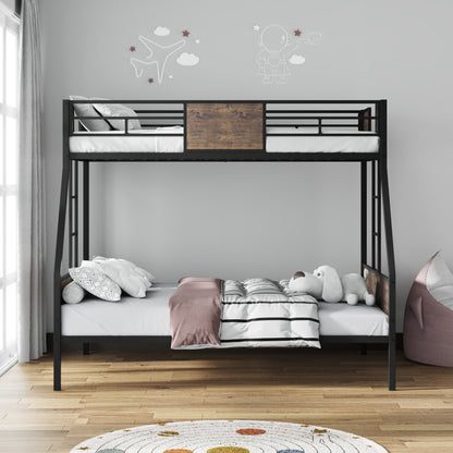 Twin Over Full Bunk Bed Frame - Brown Metal for Bedroom